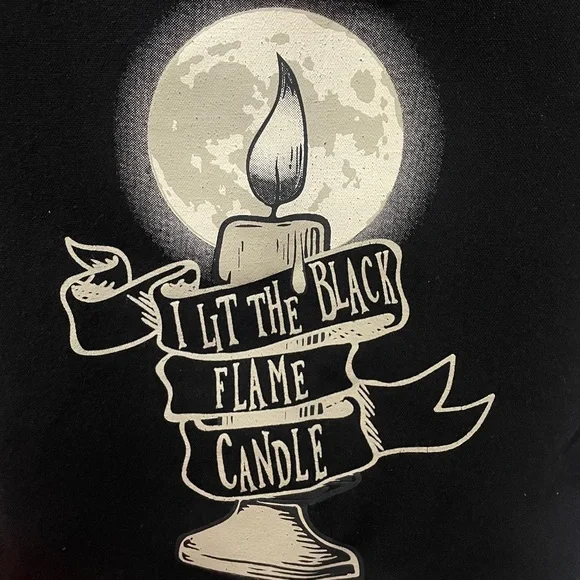 Disney | Hocus Pocus Black Flame Candle Black Canvas Tote Bag Spirit Halloween - Picture 3 of 6